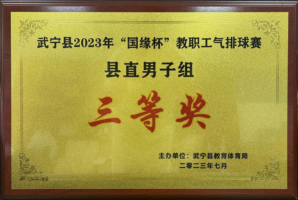2023年（nián）“國緣杯”教（jiāo）職工氣排球賽縣（xiàn）直男子組“三等獎”